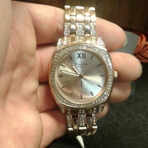 Mens icy rose gold watch